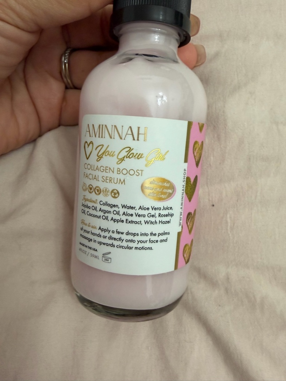 AMINNAH You Glow Girl Collagen Boost Facial Serum - Pink